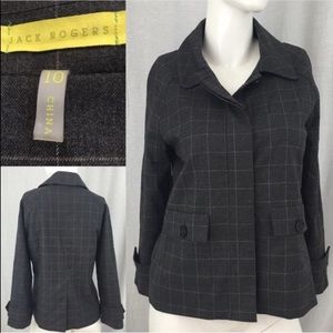 Sz 10 Jack Rogers Plaid Blazer Button Front Jacket